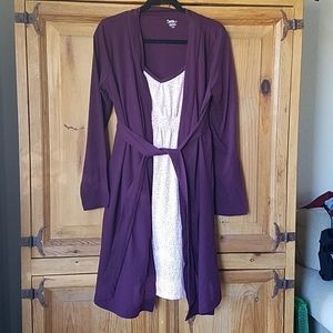 Maternity and nursing nightgown and robe set
